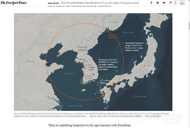 美媒：朝鲜短程弹道导弹或威胁驻韩日美军