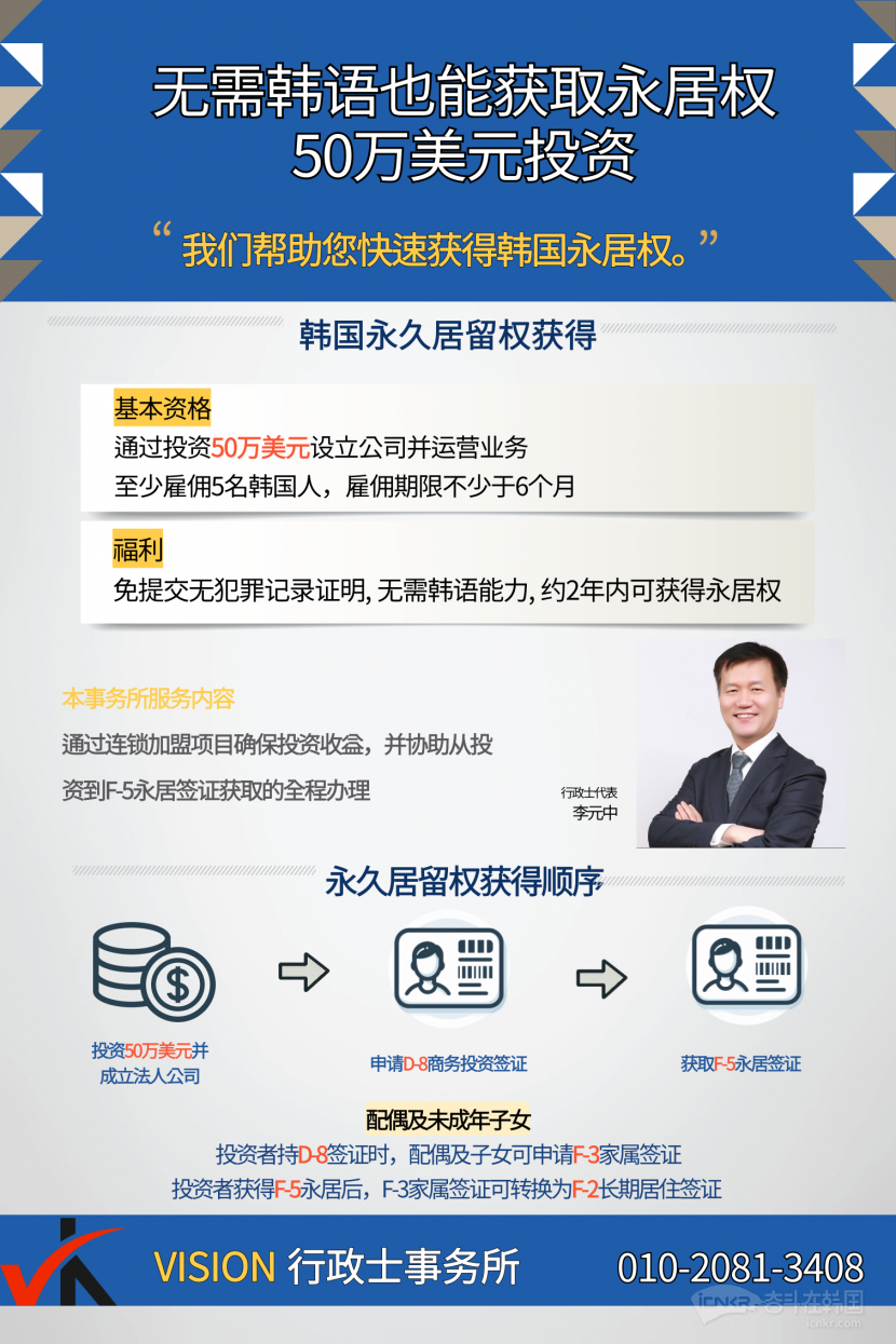 无需韩语也能获取永居权——50万美元投资-韩国签证奋斗在韩国韩国留学生华人论坛奋韩网- 奋斗在韩国
