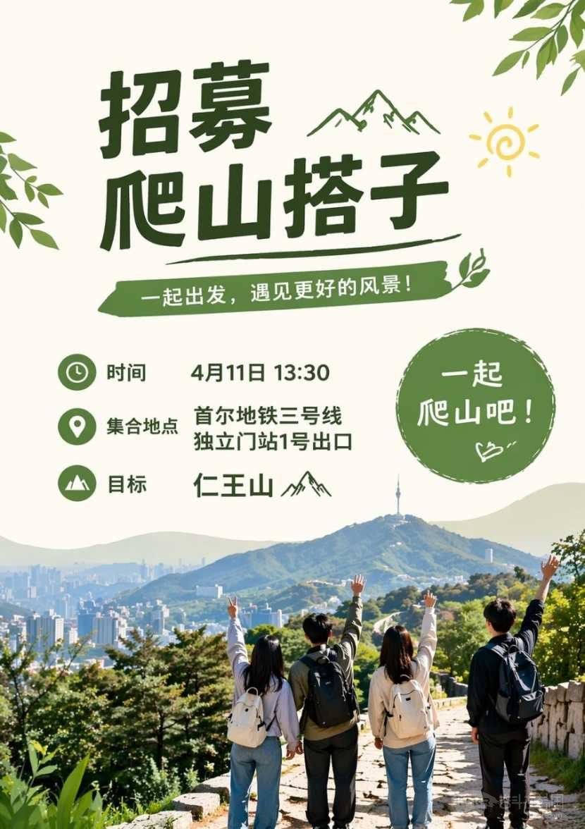 首尔招募爬山搭子～仁王山 4月11日